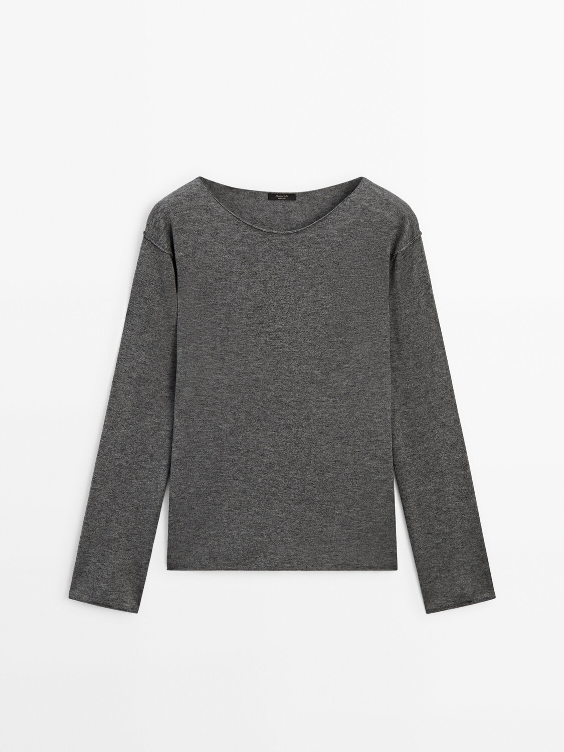 

Свитер из смесовой шерсти с вырезом-лодочкой Massimo Dutti, серый