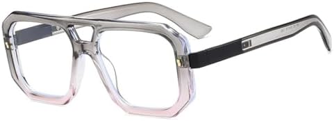 

Солнцезащитные очки с двойной перемычкой для женщин, ретро квадратные, прозрачные, градиентные, UV400, солнцезащитные очки для мужчин с заклепками MTZJH, Grey Pink Clear