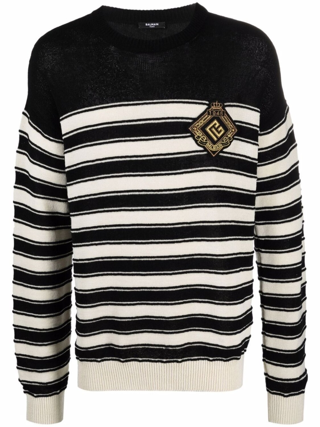 

Balmain полосатый джемпер с нашивкой-логотипом, черный