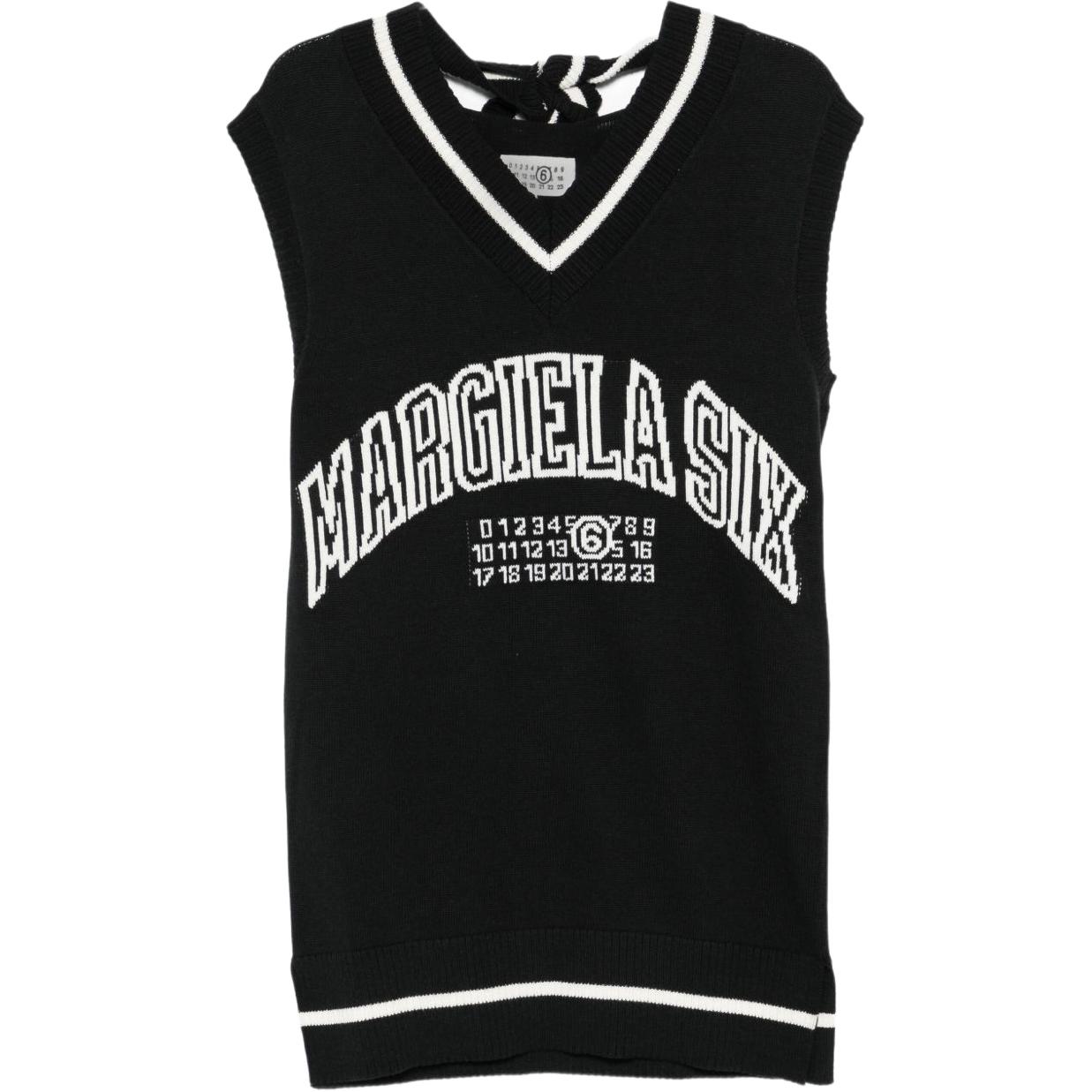 

Водолазка с V-образным вырезом и вышитым логотипом MM6 Maison Margiela, черный