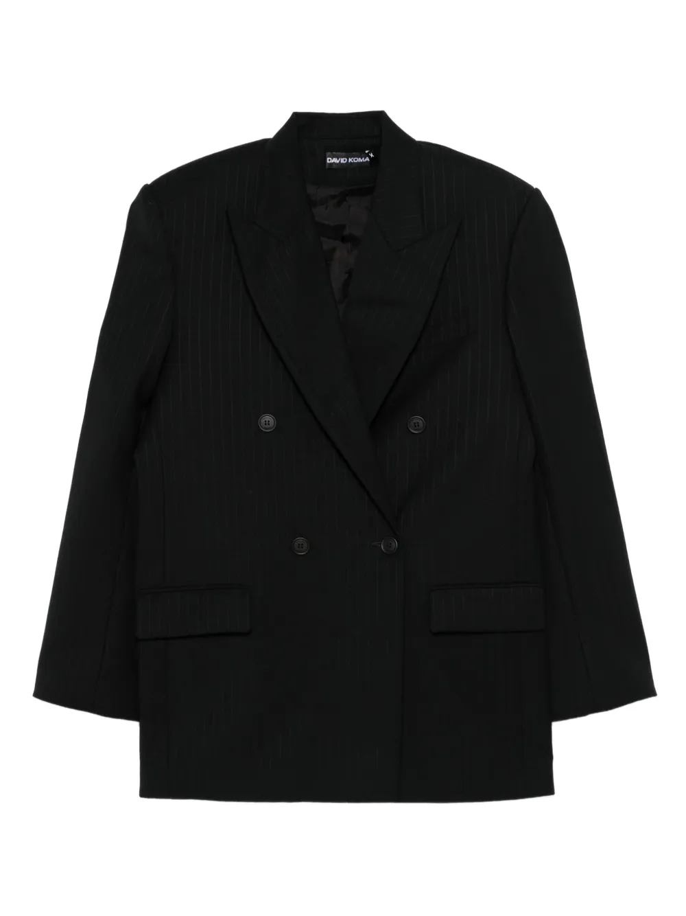 

Двубортный пиджак в полоску David Koma, черный