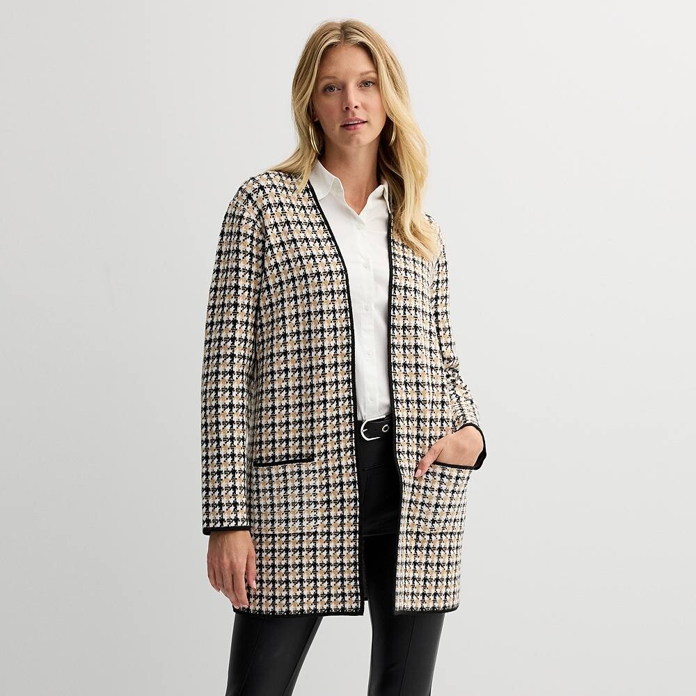

Женское пальто с чистым воротником Nine West, цвет Tan Houndstooth