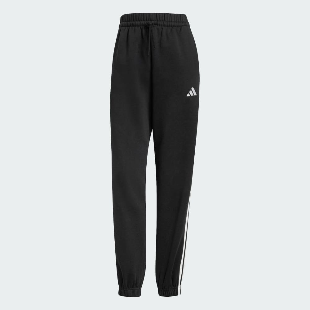 Спортивные брюки Adidas Essentials 3-Stripes Fleece Loose-Fit Pants, черный/белый — фото 4