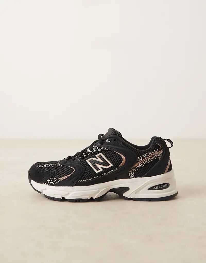 Кроссовки New Balance 530 черного цвета с леопардовым принтом — фото 2