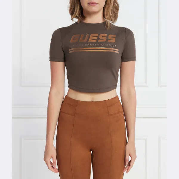 

Футболка укороченного кроя Aggie active Guess, коричневый
