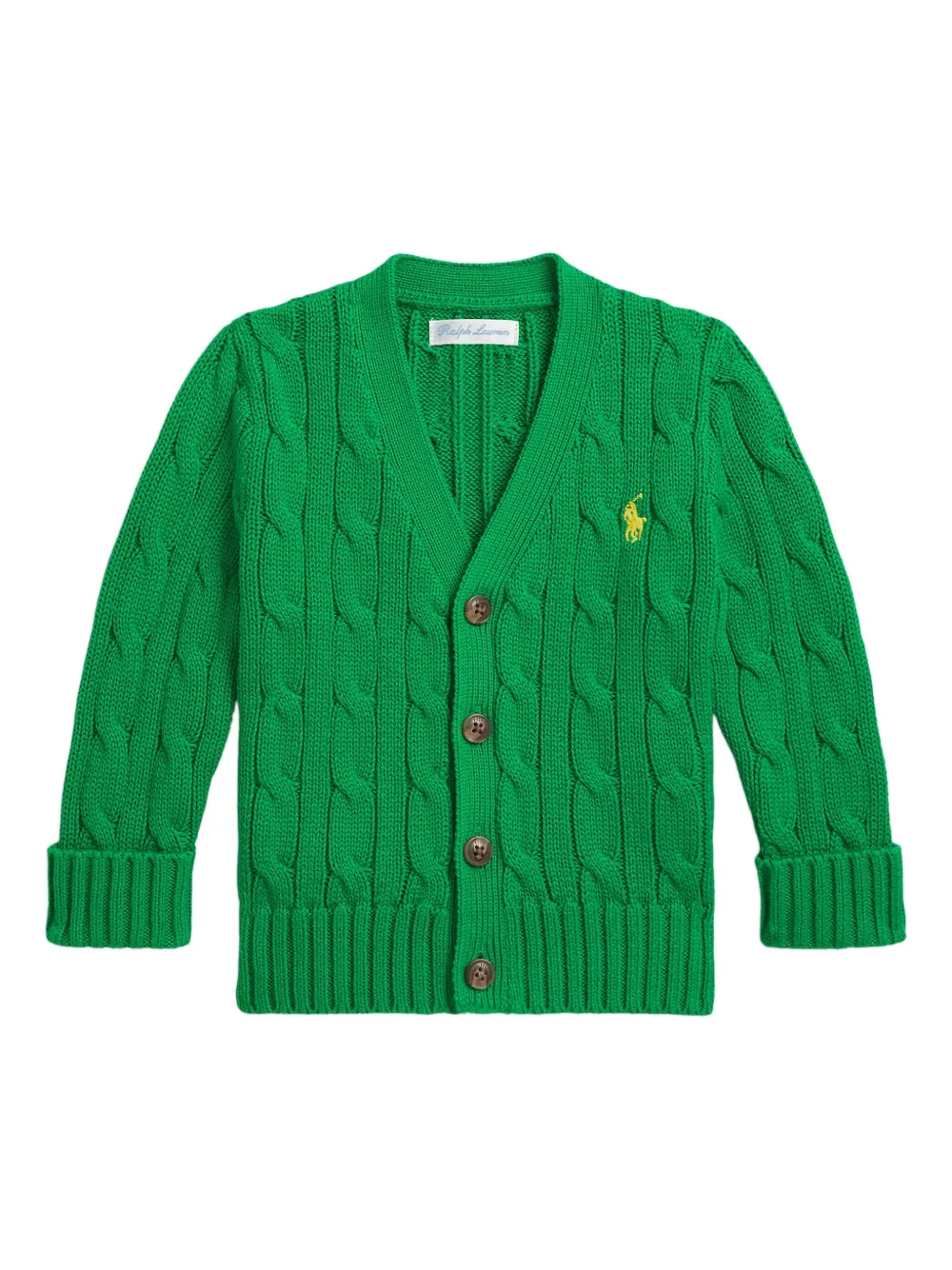 Кардиган фактурной вязки с V-образным вырезом Polo Ralph Lauren Kids, зеленый