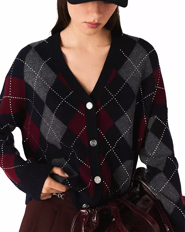 

Шерстяной кардиган со стразами Maje, мультиколор