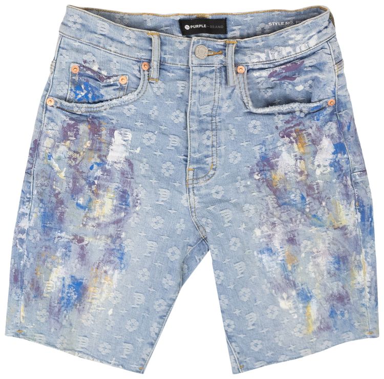 

Шорты PURPLE BRAND Paint Over Jacquard Monogram Shorts 'Indigo', синий