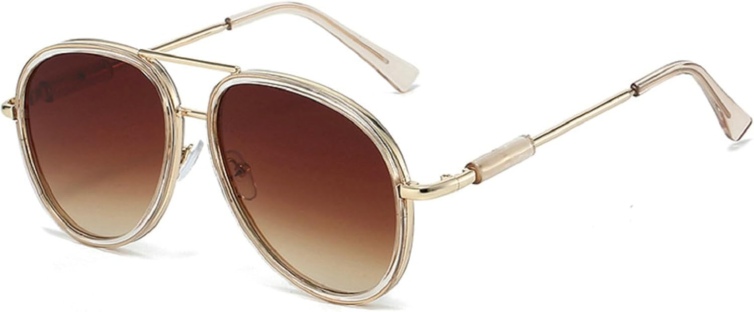 

Модные солнцезащитные очки-пилот с двойной перемычкой для мужчин, защита от УФ-излучения UV400, винтажные солнцезащитные очки с градиентным зеркальным покрытием для женщин mincl, Brown