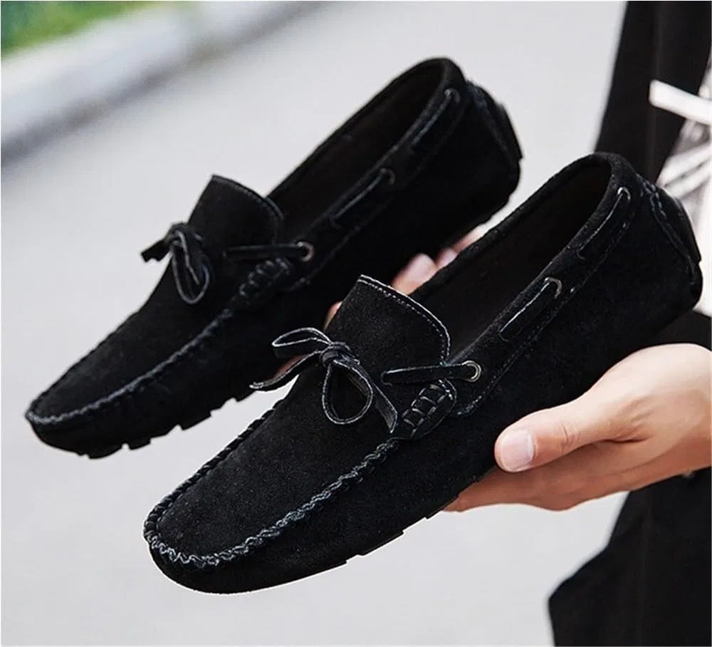 Мокасины кожаные Mens Genuine Leather Loafers, черный DHFIRUFSHLO — фото 3