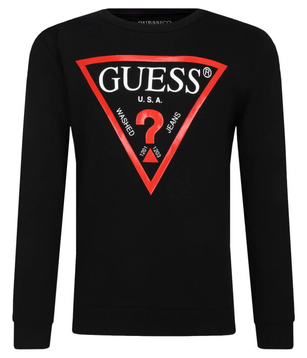 

Свитшот детский Guess с логотипом бренда, черный