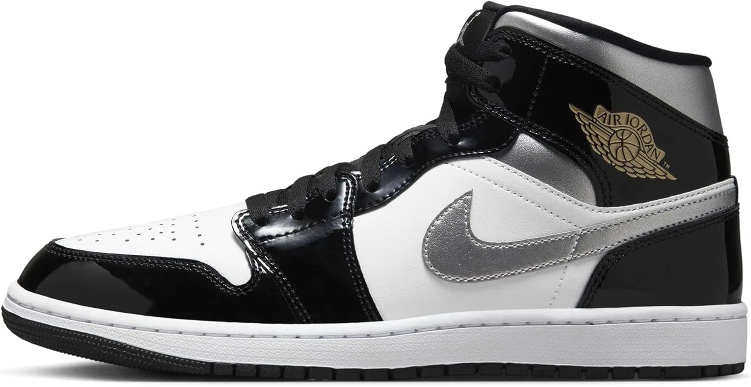 Мужские кроссовки Nike Air Jordan 1 Mid Se, Black/White/Metallic Gold/Metallic Silver