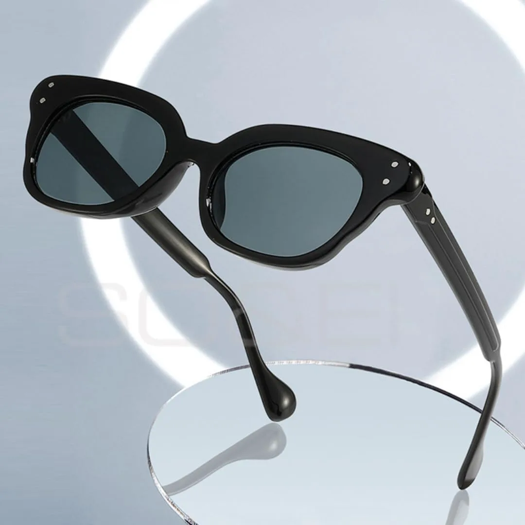 

Солнцезащитные очки для мужчин и женщин - защита UV400 - градиентные линзы Cat Eye Rivets Punk для занятий спортом на открытом воздухе и вождения DSVIGF, Black Grey