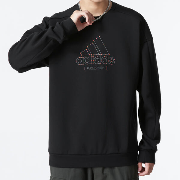 Толстовка Men's adidas Th Mh Crew Logo Athleisure Casual Sports Round Neck Black, черный — фото 3