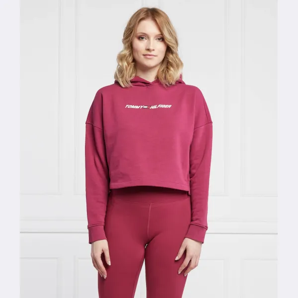 Укороченная толстовка с графическим рисунком Tommy Hilfiger, бургунди — фото 2
