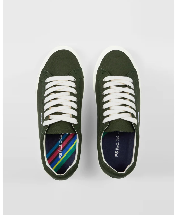 Зеленые парусиновые низкие кеды на шнуровке Ps By Paul Smith, зеленый — фото 4