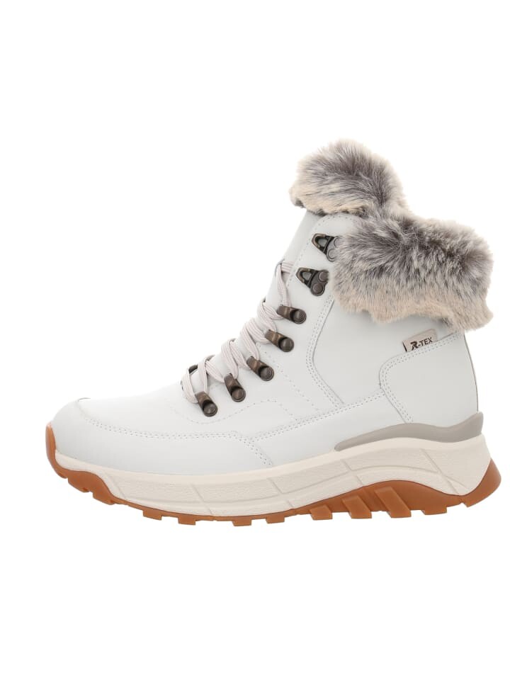 Ботинки женские Rieker Stiefeletten с мехом и шнуровкой, белый — фото 2