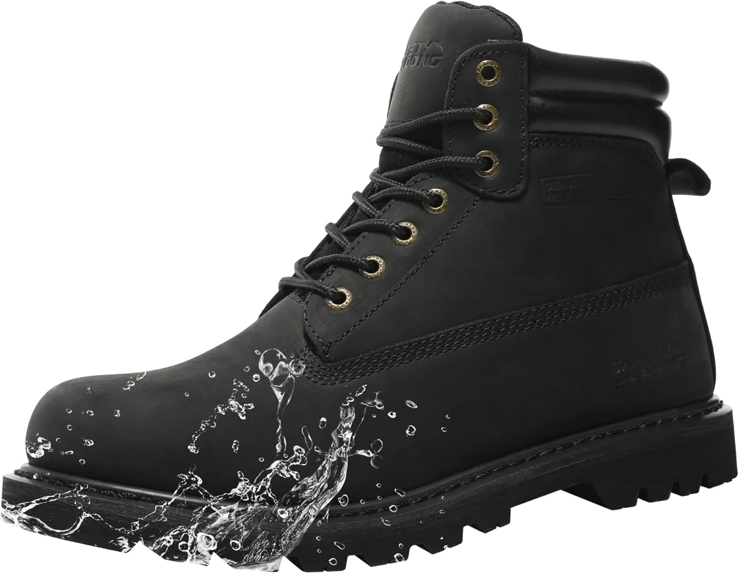 

Мужские рабочие ботинки Водонепроницаемые Мягкий носок Нескользящие Удобные кожаные рабочие ботинки SAFETY LOONG, черный