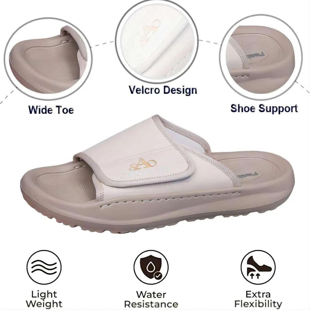 Asifn Men's Cushion Сандалии Легкие противоскользящие мягкие уличные ручные регулируемые повседневные слип-он для лета, бежевый — фото 2