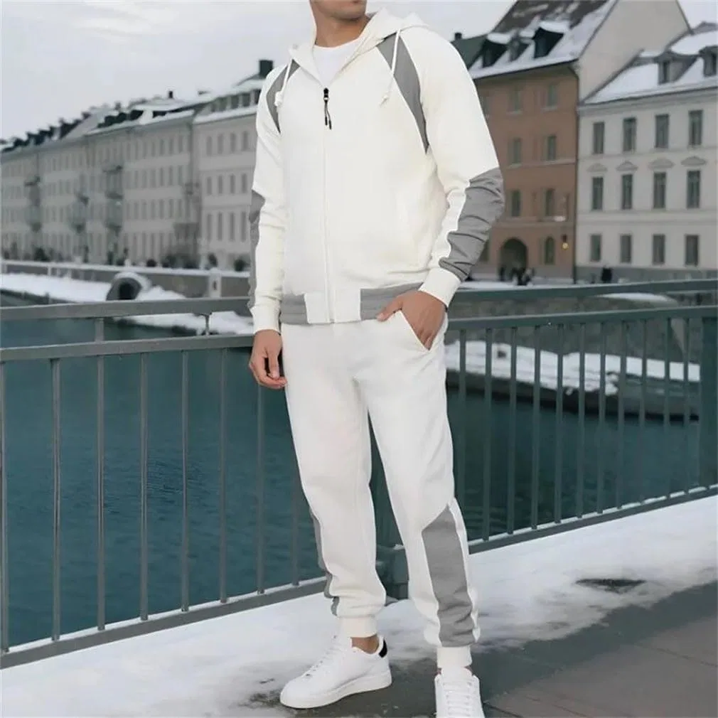 Спортивный костюм с капюшоном, на молнии, контрастная отстрочка, Dark Gray — фото 4