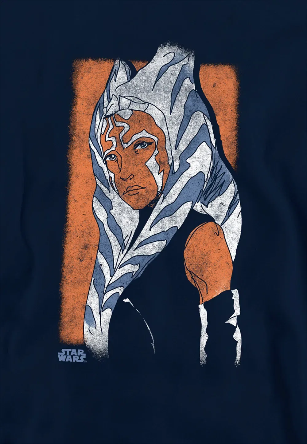 Детский худи Star Wars Ahsoka Sketch, темно-синий, Disney, темно-синий — фото 2