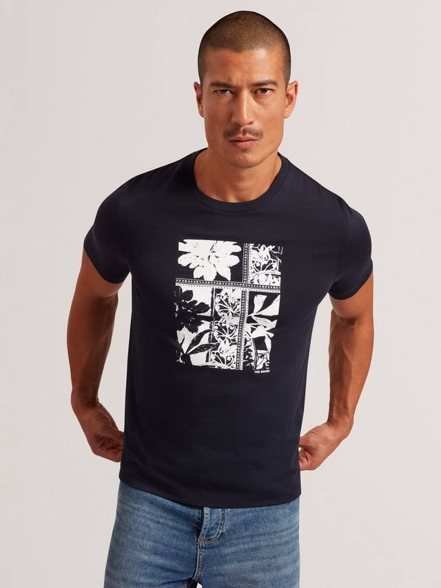 

Хлопковая рубашка Koney с графическим принтом Ted Baker, Navy