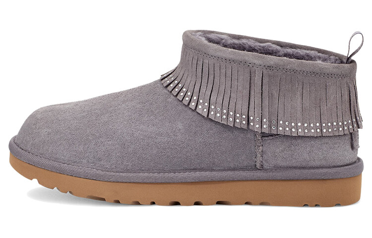 Угги женские UGG Ultra Mini Fringe Bling, фиолетово-серый