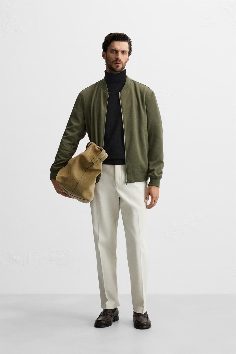 Легкая куртка-бомбер ZARA, цвет bottle green