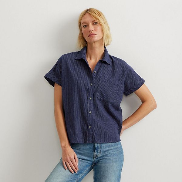 

Женская фланелевая рубашка с коротким рукавом Field Flex Eddie Bauer, Navy