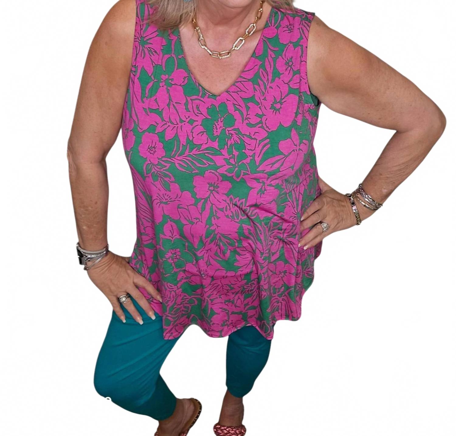 

Думай Глубоко Топ в зеленом/розовом Dear Scarlett