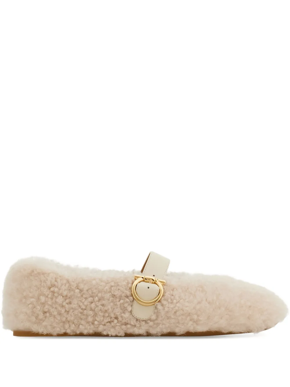 Балетки из овчины Ferragamo, нейтральный