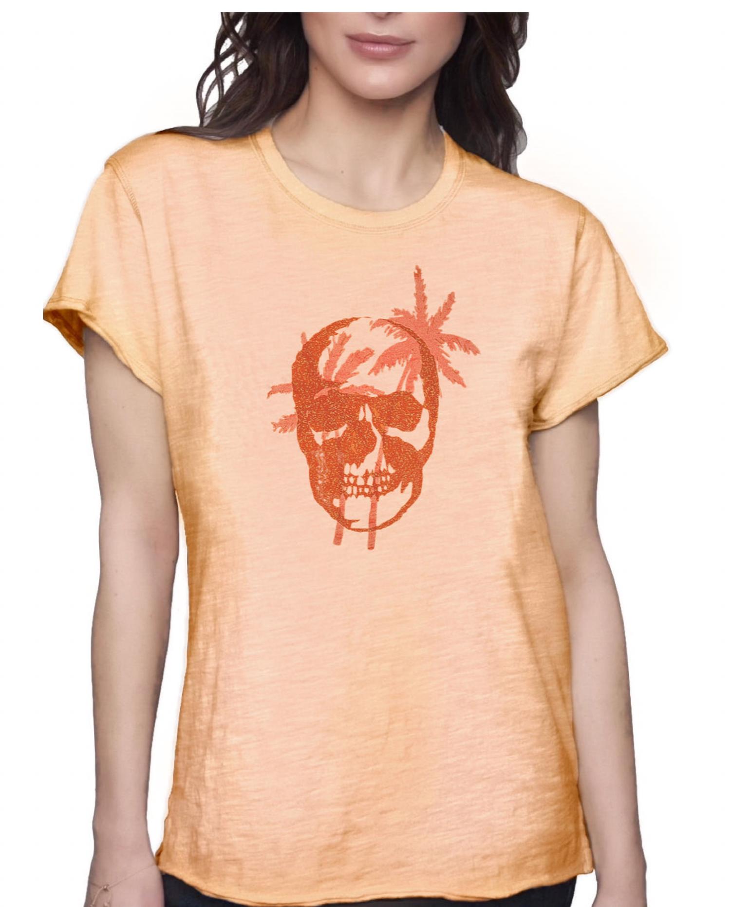 

Футболка с изображением пальмового черепа на фоне заката Unsweetened, sunset