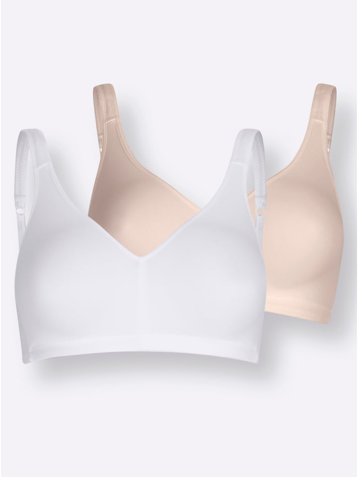 

Удобный бюстгальтер без косточек белого и пудрового цветов. Naturana