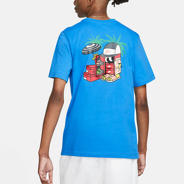 Футболка Nike Sportswear Shoe Printing Sports Round Neck Short Sleeve Blue, синий — фото 4
