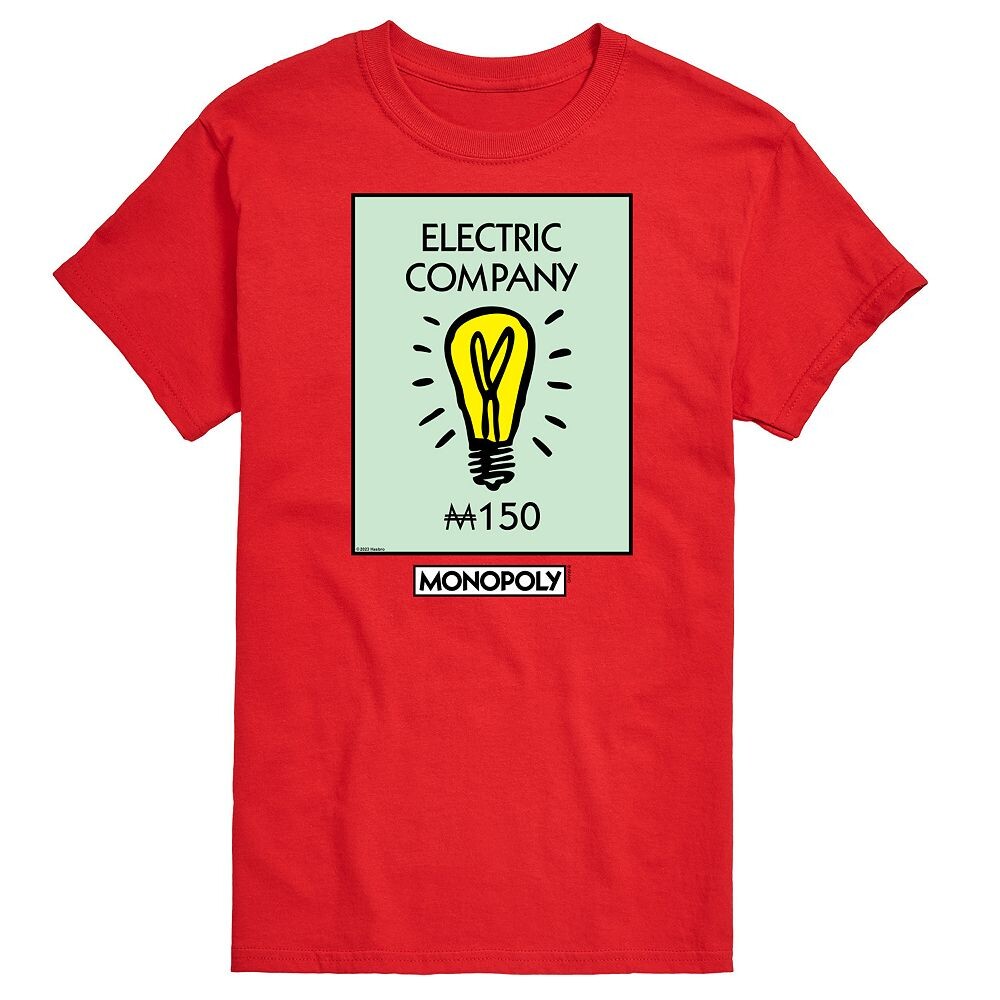 

Мужская футболка с рисунком Monopoly Electric Company Licensed Character, красный