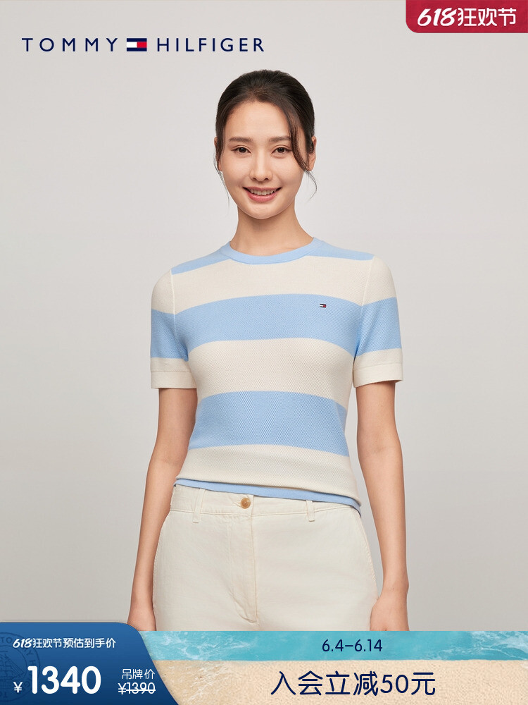 

Свитер женский Tommy Hilfiger в полоску, темно-синий