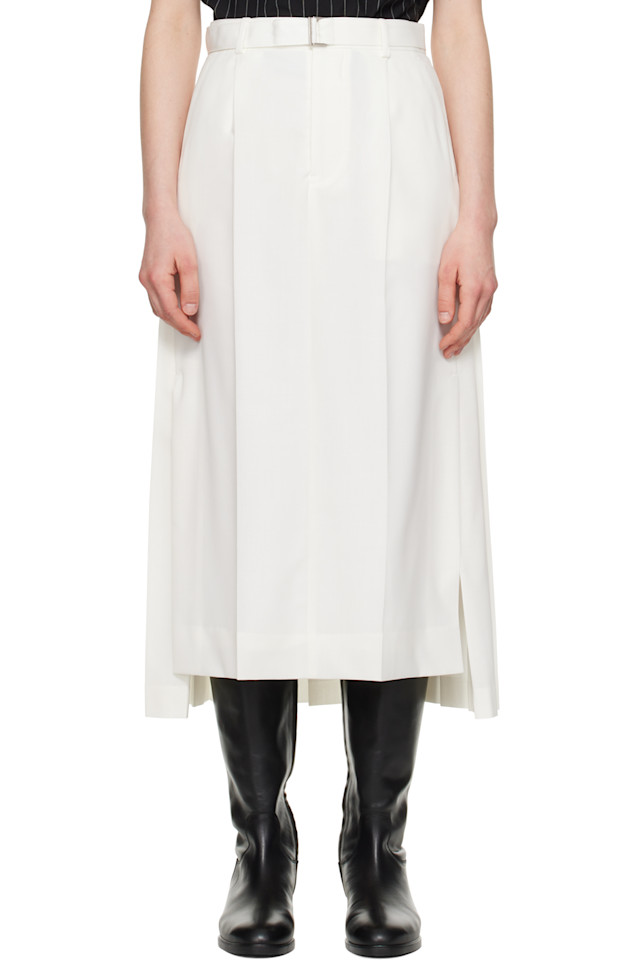 

Юбка миди из костюмной ткани Sacai, белый