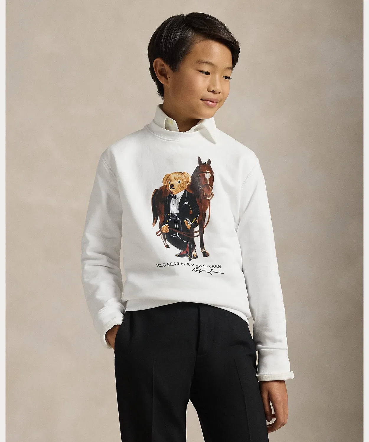 Свитшот с Polo Bear Ralph Lauren, хлопок, белый