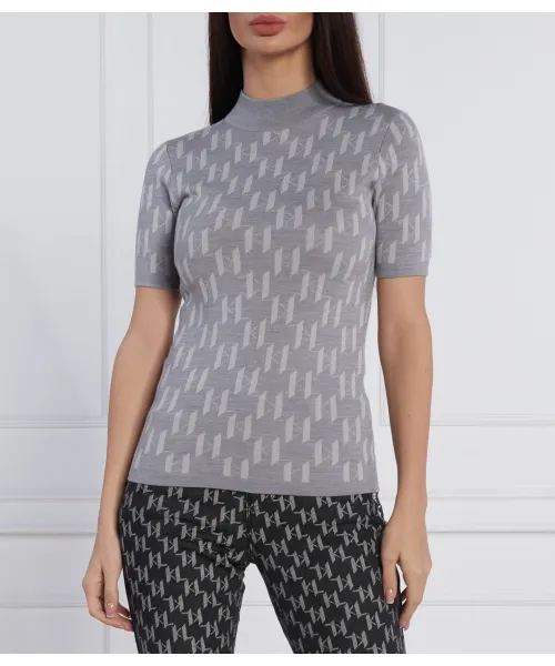 

Блузка с монограммой Slim fit Karl Lagerfeld, серый