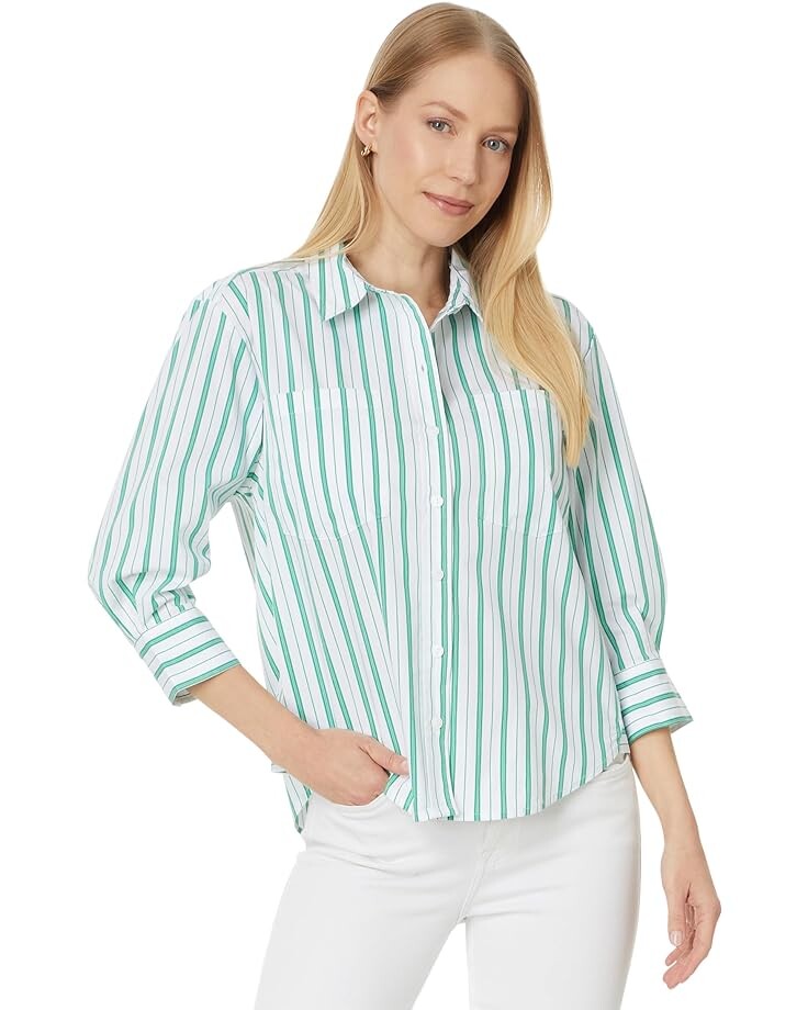 

Рубашка Liverpool Los Angeles Button Front, цвет Teal White Green Stripe