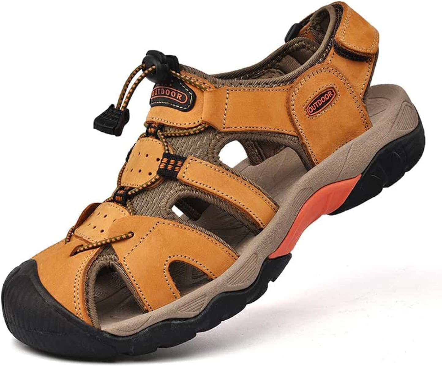 

Мужские спортивные сандалии для улицы и походов, кожаные с закрытым носком, легкие для ходьбы, летние повседневные сандалии и обувь для воды Kvdrcs, желтый