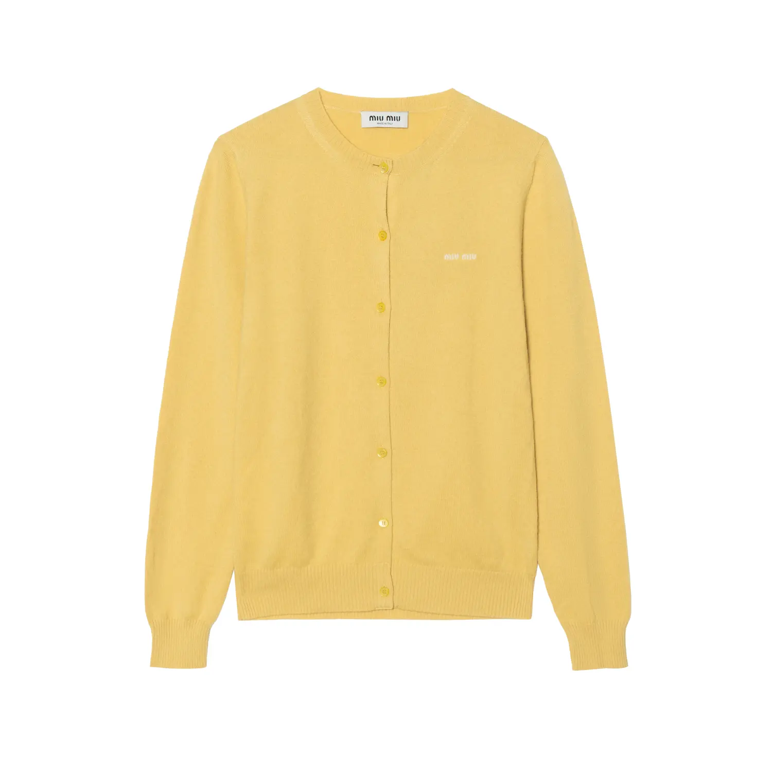 

Кардиган на пуговицах с круглым вырезом MIU MIU, желтый