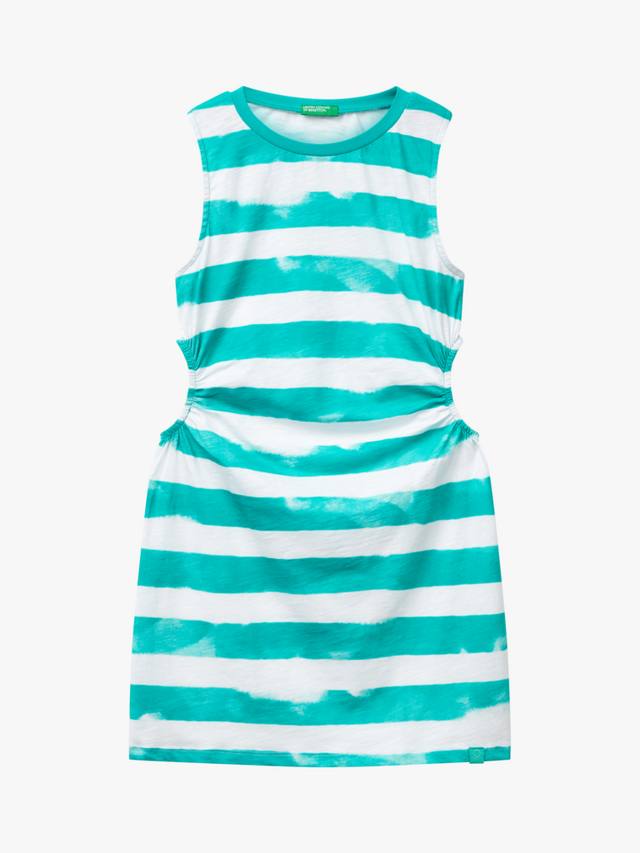 

Детское хлопковое платье без рукавов с вырезом Benetton, Teal Green