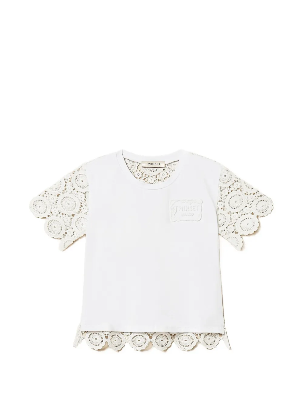 

Футболка с кружевными рукавами Twinset Kids, белый