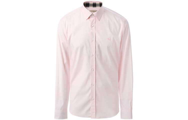 

Мужская однобортная рубашка с заостренным воротником и длинным рукавом, светло-розовая Burberry, светло-розовый