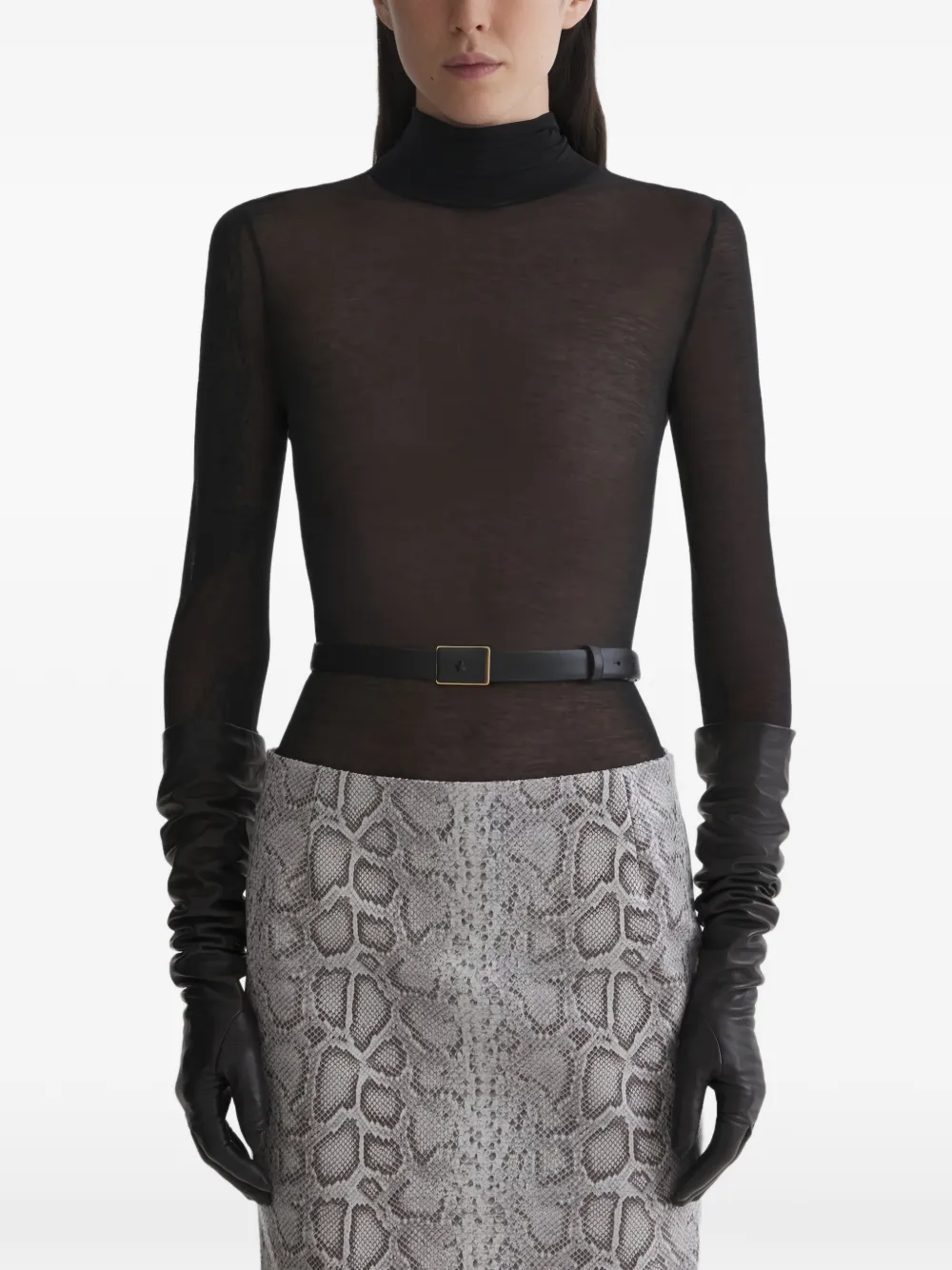 

Топ с высоким воротником и длинными рукавами Mugler, серый