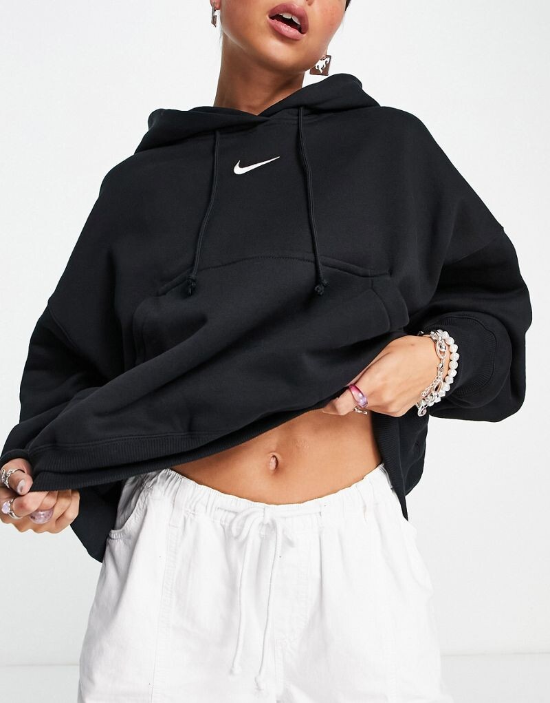 Черная худи большого размера Nike Phoenix Fleece — фото 4