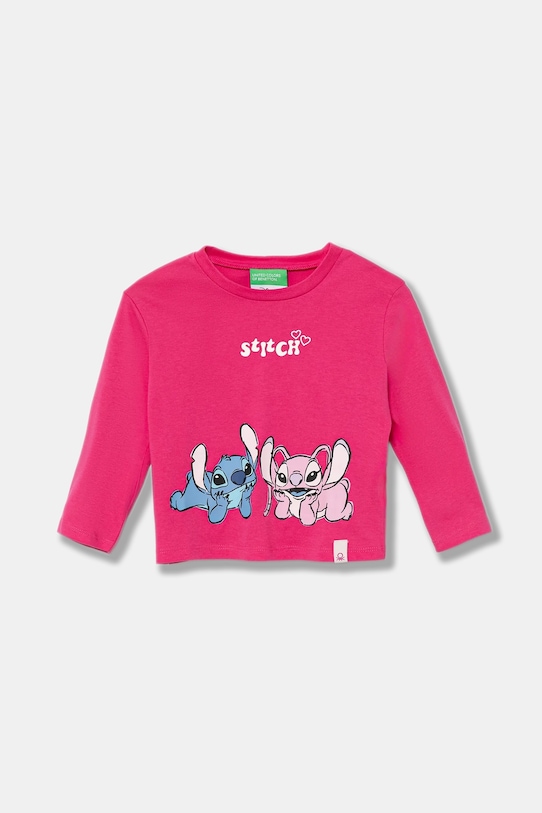 

Детская хлопковая кофта с длинным рукавом United Colors Of Benetton, розовый