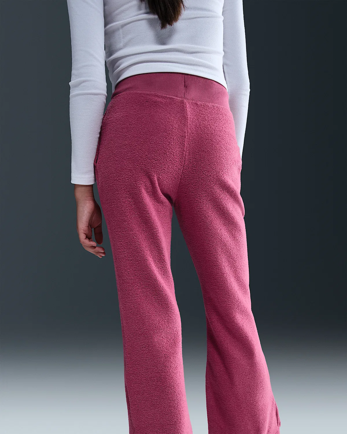Детские (для девочек) флисовые штаны Nike Sportswear, Sweet Beet/White — фото 3