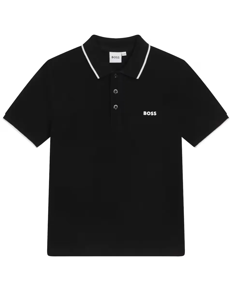 

Рубашка поло с коротким рукавом из 100% хлопка для мальчиков BOSS Kidswear, чёрный